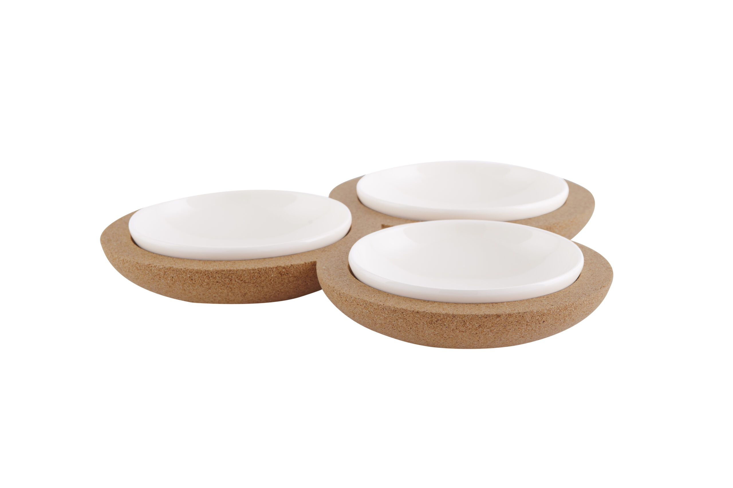 Alma Gemea pearl wit Serveerschaal / hapjes schaal / Appetizer plate, met eco kurk