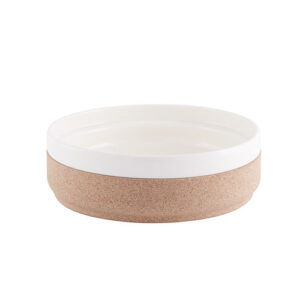 Alma Gemea pearl wit salade schaal serveerschaal, met eco kurk, groot ø 23cm