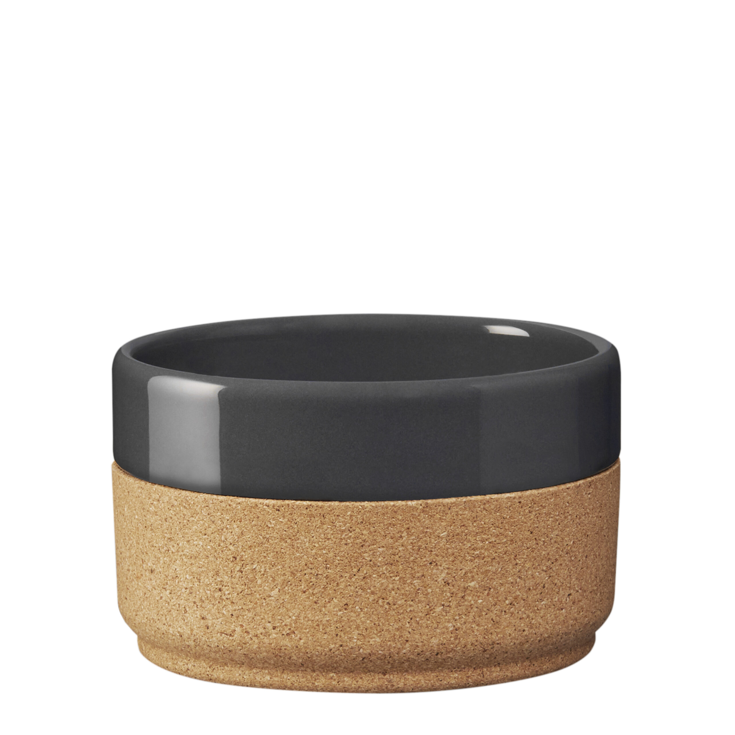 Alma Gemea donkergrijs Cereal bowl, kom, keramiek met eco kurk, set van 2 stuks