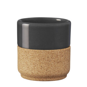 Alma Gemea donkergrijs Espresso kopje, keramiek met eco kurk, set van 2 stuks