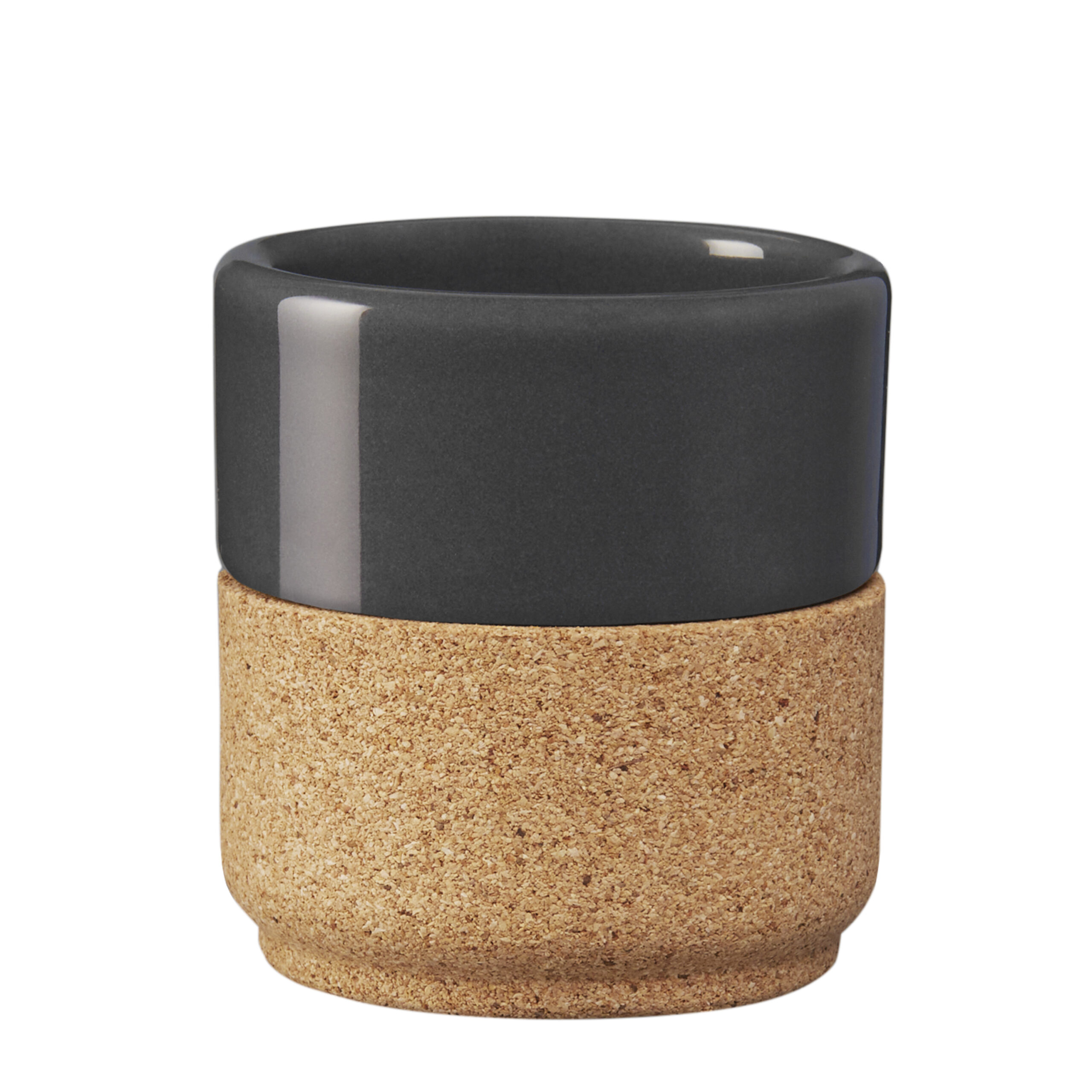Alma Gemea donkergrijs Espresso kopje, keramiek met eco kurk, set van 2 stuks