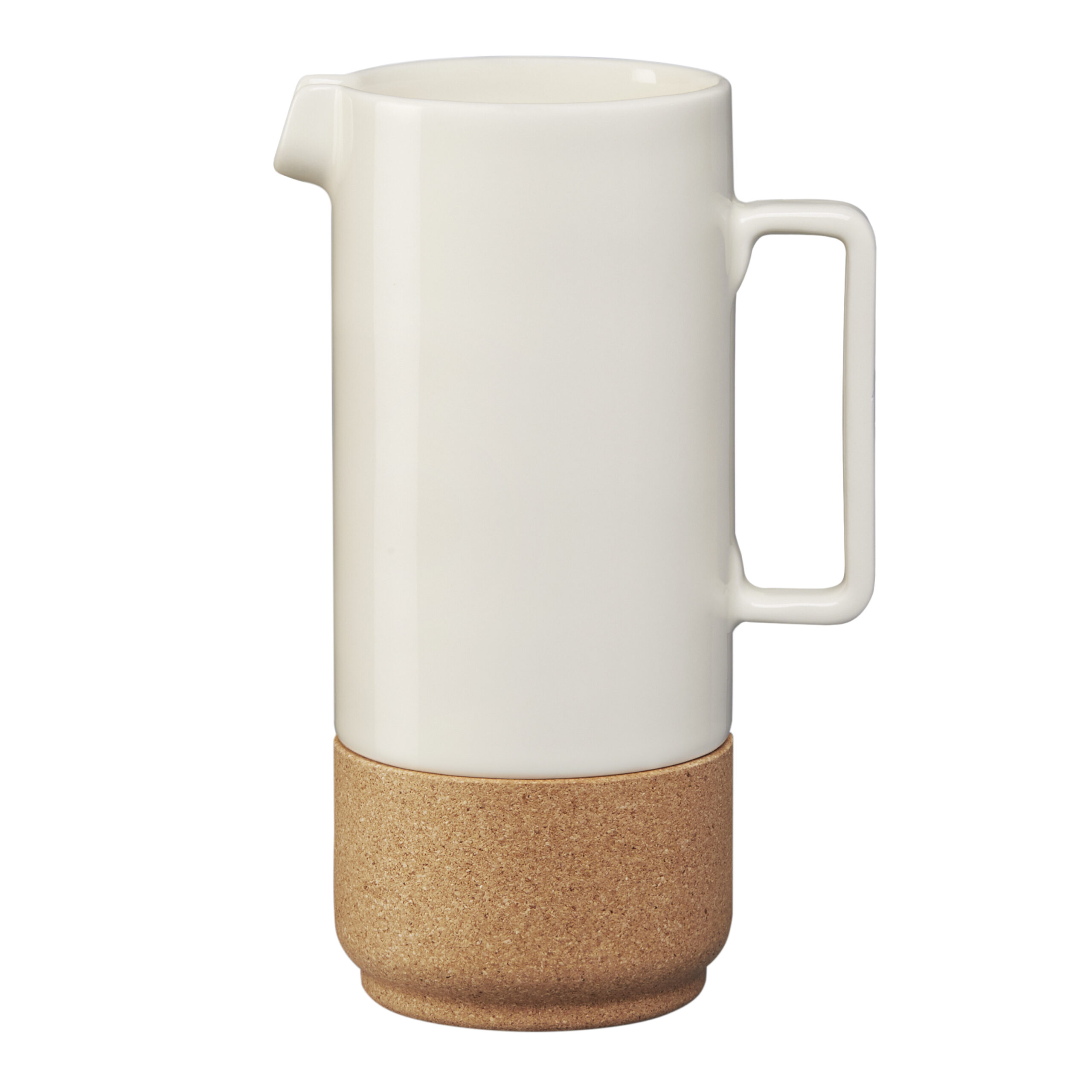 Alma Gemea pearl wit schenkkan, waterkan, keramiek met eco kurk