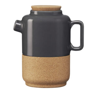 Alma Gemea donkergrijs Theepot for 2, keramiek met eco kurk