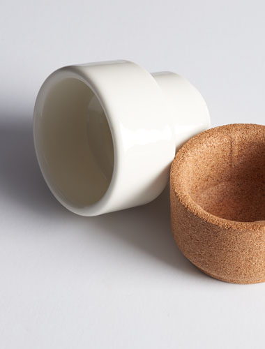 Alma Gemea donkergrijs Espresso kopje, keramiek met eco kurk, set van 2 stuks - Afbeelding 3