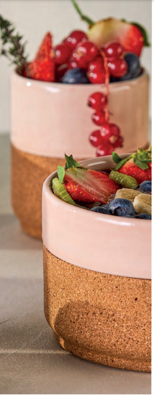 Alma Gemea soft pink Bowl, kom, keramiek met eco kurk, set van 2 stuks - Afbeelding 3