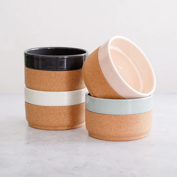 Alma Gemea soft pink Bowl, kom, keramiek met eco kurk, set van 2 stuks - Afbeelding 2