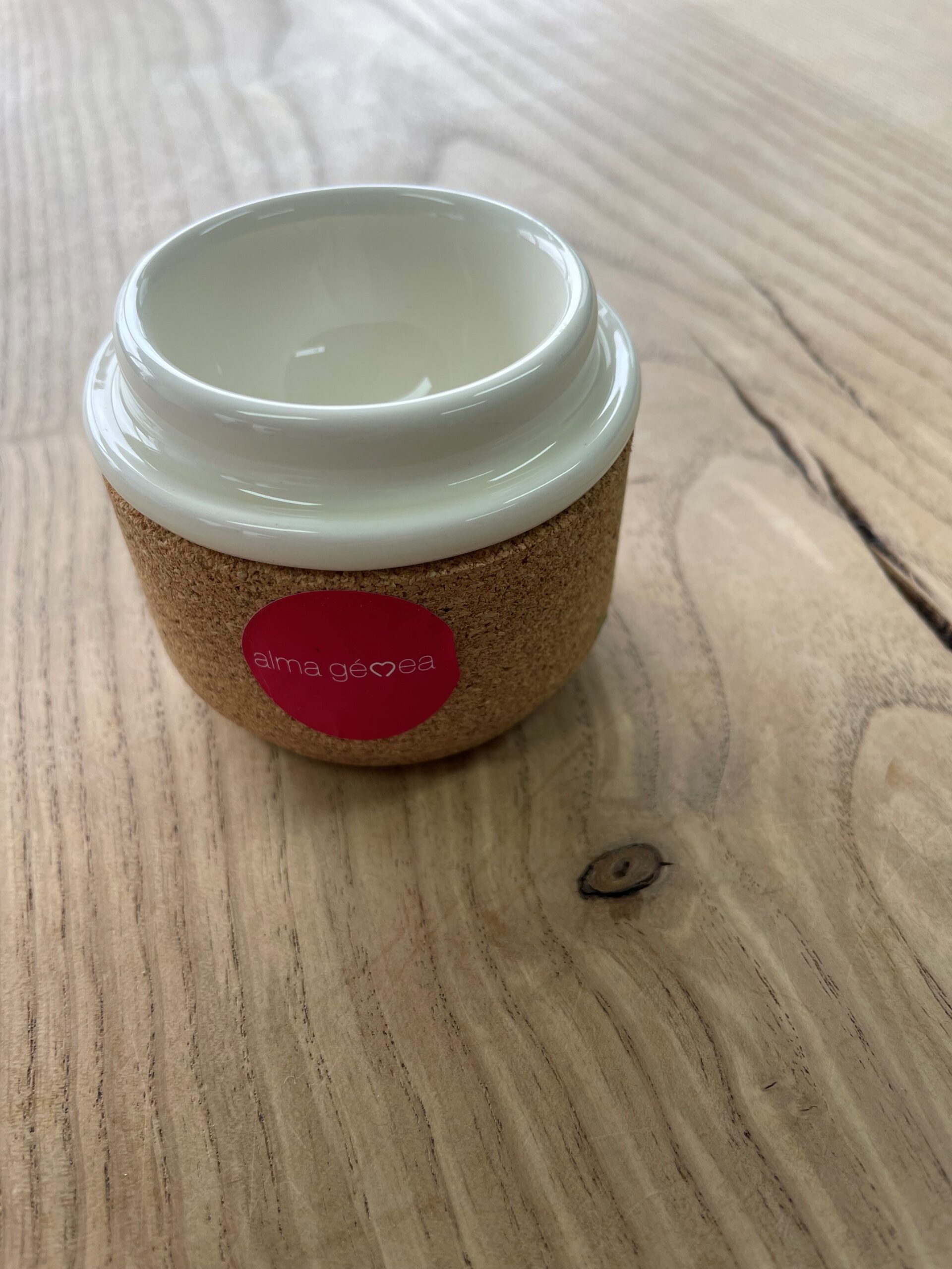 Alma Gemea pearl wit eierdopjes, met eco kurk, set van 4 stuks