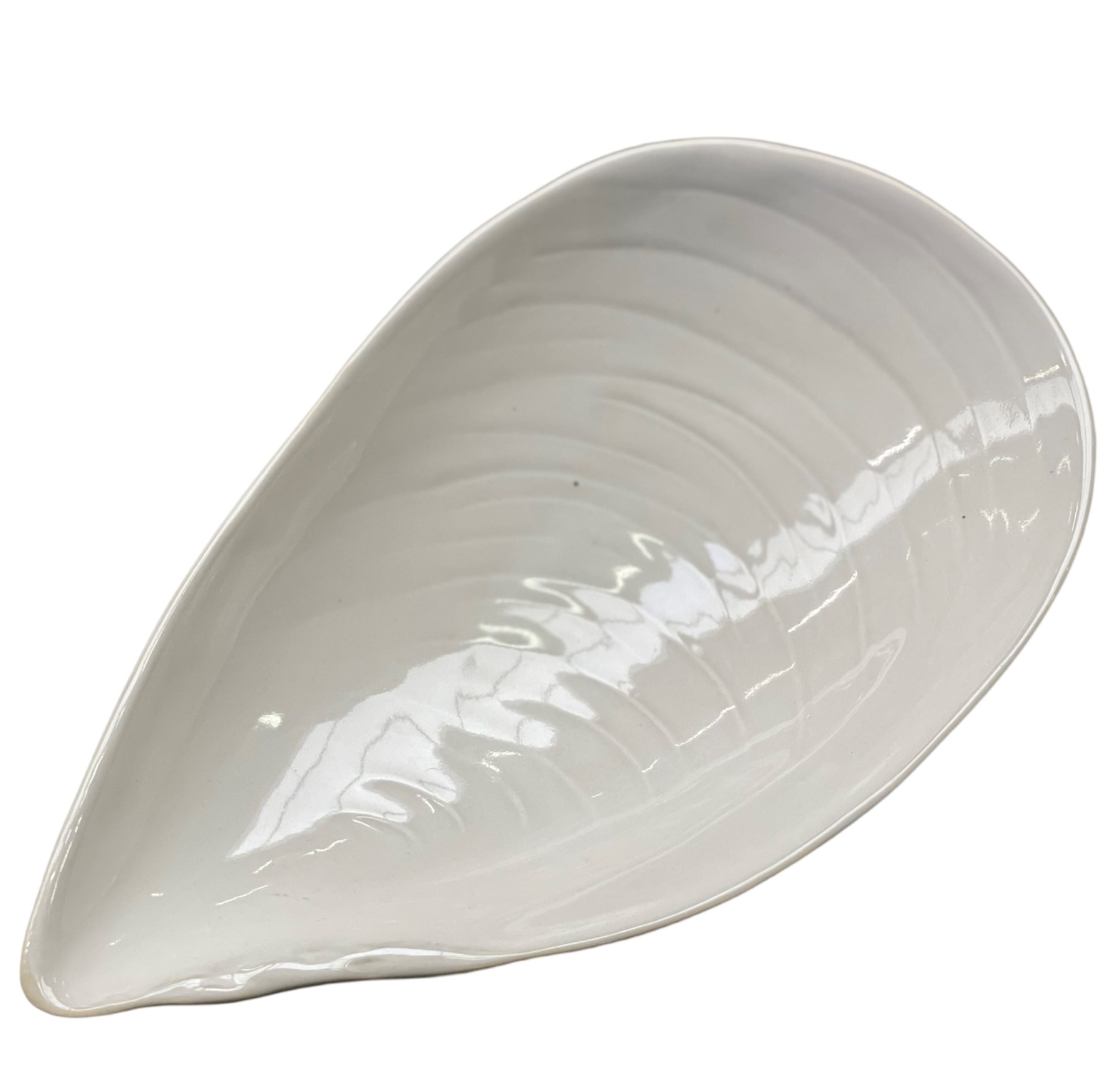 Schaal keramiek mossel klein wit 28x16x5cm