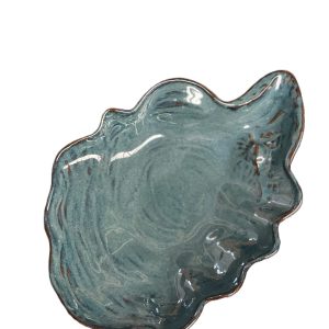Schaal keramiek oester - grijsblauw 22x14x4,5cm