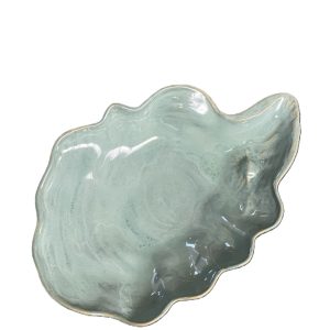 Schaal keramiek Oester - olijfgroen 22x14x4,5cm