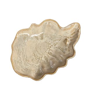 Schaal keramiek Oester - zand 22x14x4,5cm